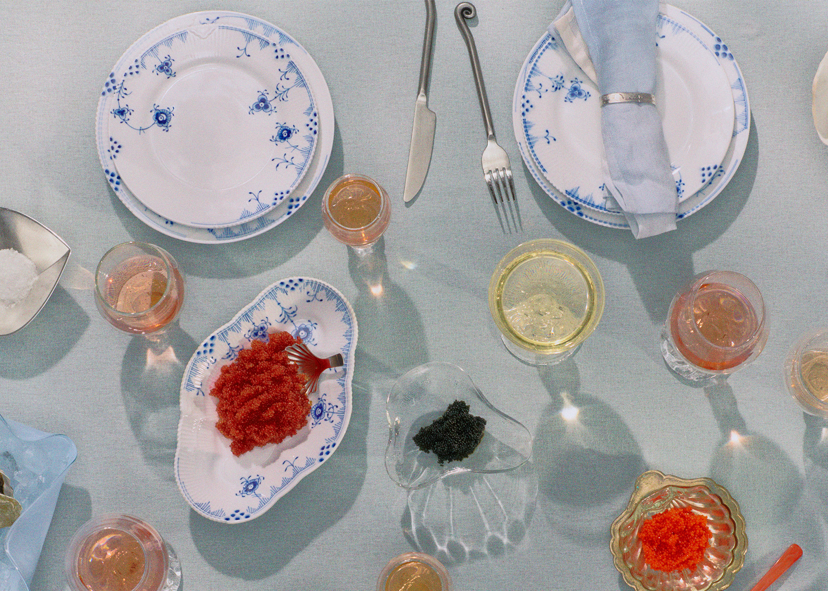 Table setting with Blue Elements from Royal Copenhagen